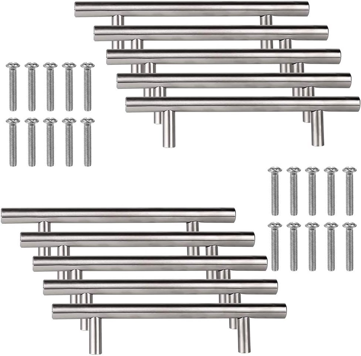 10 stuks meubelgrepen, roestvrij stalen handgrepen, keukengreep, kastgreep, ladegreep, railgreep, boorgatafstand 96 mm, railgrepen voor kast, lade, kledingkast, kastdeur