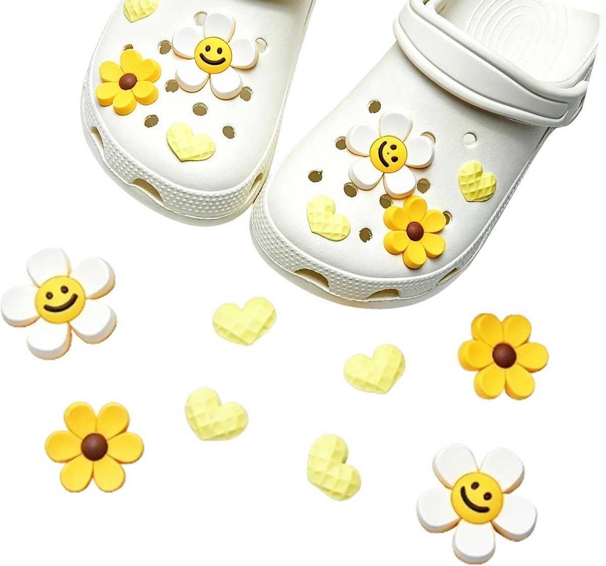 Bedels voor crocs, schattige madeliefjes, broche, bloem, versiering, krokodil, zonnebloem, versiering, schoenen voor meisjes, cadeaus voor Kerstmis, verjaardag