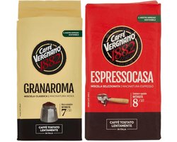 Caffe Vergnano 1882 Granaroma Espressocasa - Mixverpakking - Gemalen Koffie - 500g (2x250g)