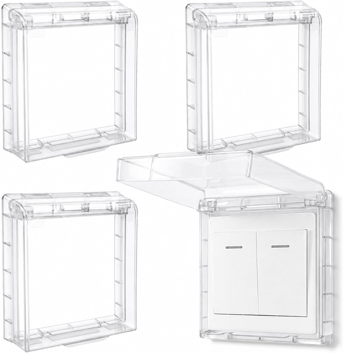 Stopcontacten lichtschakelaar, 4 stuks type 86 flip stopcontactafdekking, waterdichte regenbescherming, stopcontactafdekking buiten, stopcontactenbescherming, schakelaar voor badkamer, keuken