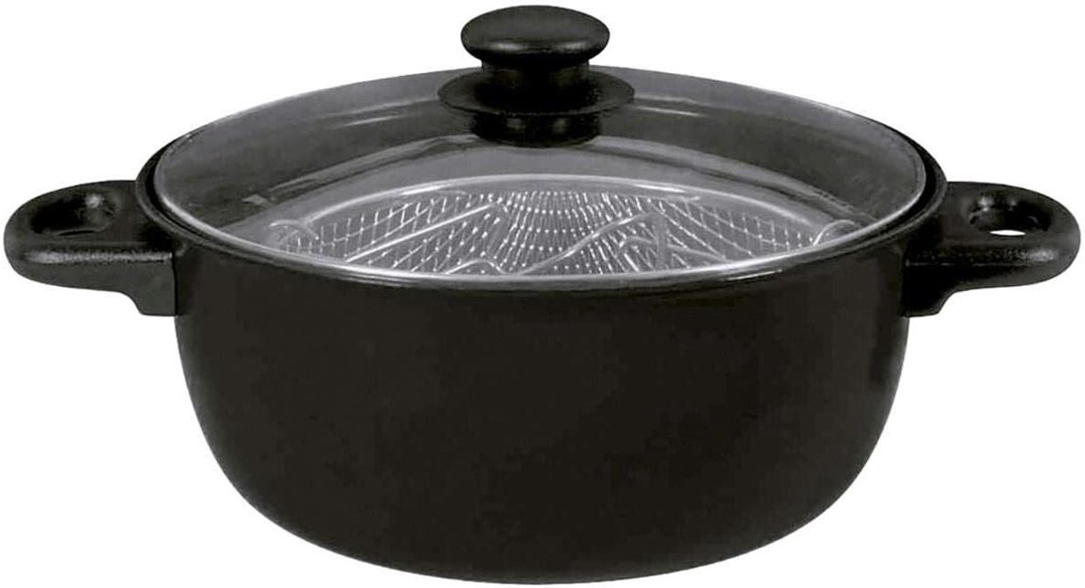 Frituurpan met mand - Keukenpan - Lekker Frituren - Glazen Deksel - 2 Liter Olie - Roestvrij staal