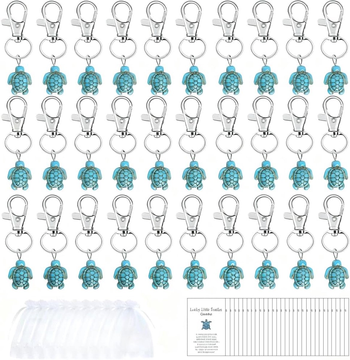 Schildpad sleutelhanger, 24/30 stuks reizen schildpad sleutelhangers met positieve kaarten en opbergzakken voor mannen vrouwen familie vrienden sleutelhanger bedels decoratie