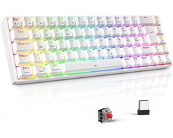 SnelShoppen - Mechanisch Gaming Toetsenbord Oplaadbaar Multi-Device met RGB Verlichting Verstelbaar Anti-Ghosting 68 Toetsen Bluetooth/2.4G/Type-C QWE