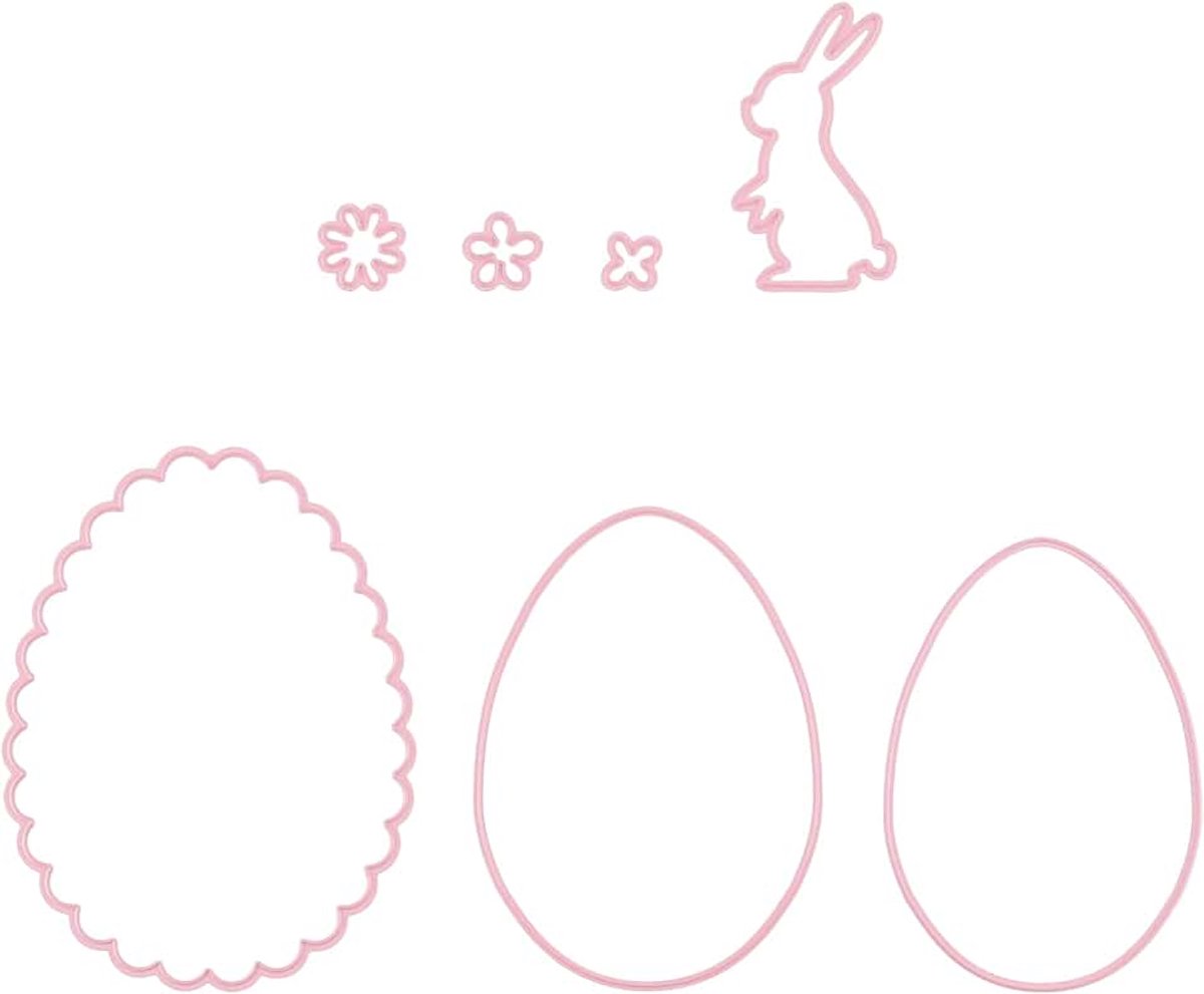 Choice Snijden, paashaasvorm, 7-delig, benodigdheden voor het maken van kaarten, metalen matrijzen voor scrapbooking, doe-het-zelf en papierambachten, roze, 9,2 x 12,1 cm