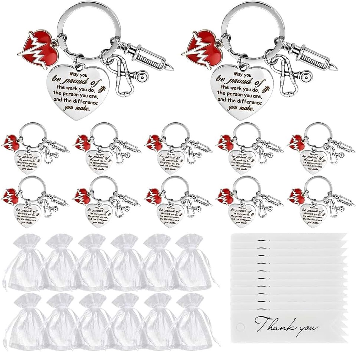 12-delige verpleegster sleutelhanger cadeau set voor vrouwen, cadeaus voor verpleegkunde studenten, veterinaire verpleegkundigen, gediplomeerde verpleegkundigen en diploma-uitreiking (Combinatie 1)