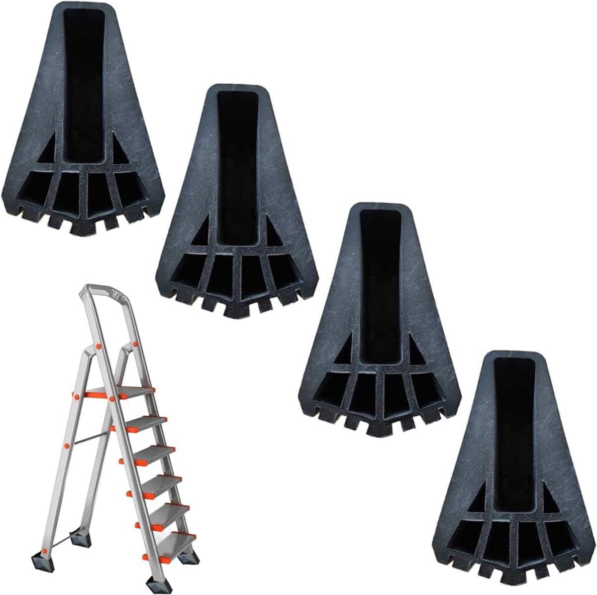 4 Stuks Beschermkappen voor Ladders, Antislip Laddervoeten Rubberen Pad, voor Ladders Telescopische, Ladders Visgraatladders (Zwart)