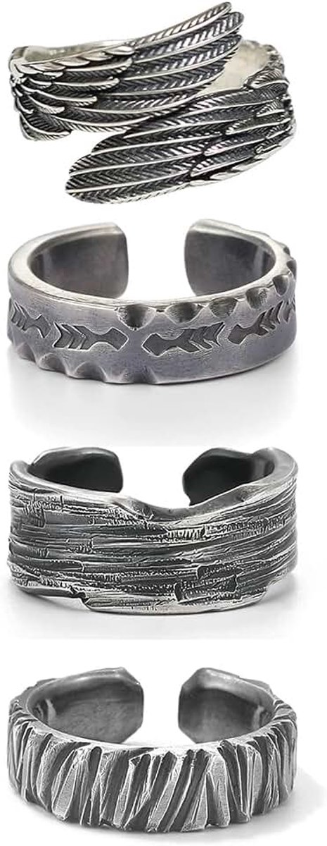 Ringen, vintage, verstelbaar, rock, steampunk, gothic, retro, antieke koperen ring, engelenvleugel ring