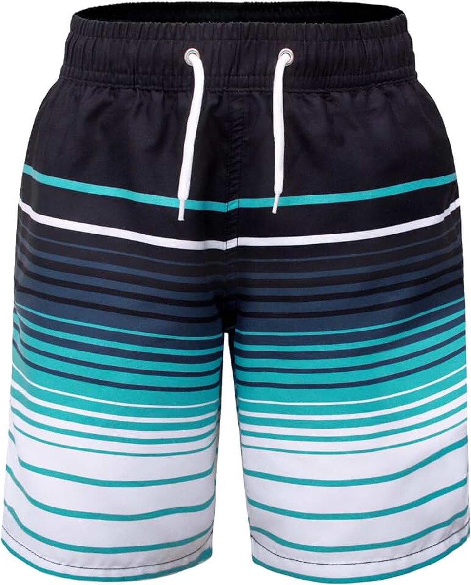 & Sea Zwembroek voor jongens, sneldrogend, boardshorts, ademend, waterafstotend, met mesh-voering, zakken en verstelbaar trekkoord, maat 140-182