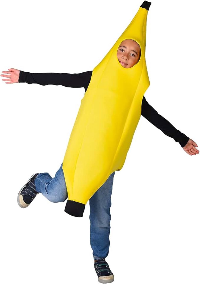 Verkleedpak, Bananenkostuum voor Kinderen, Grappige Unisex Fruittenue, Leuk, Licht en Comfortabel, voor Halloween, Schoolactiviteiten, Carnaval, Kostuumfeest