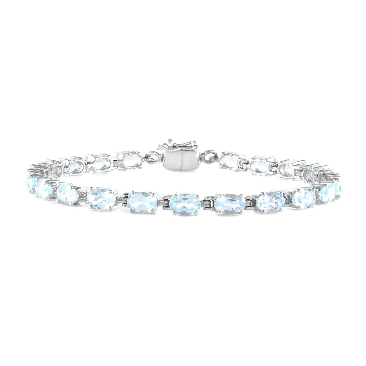 Cavill - Zilveren armband 925 Sterling Zilver met 21 Hemelsblauwe Topaas 9,153 ct - Ovaal geslepen Edelstenen - Elegant met Magneet Sluiting