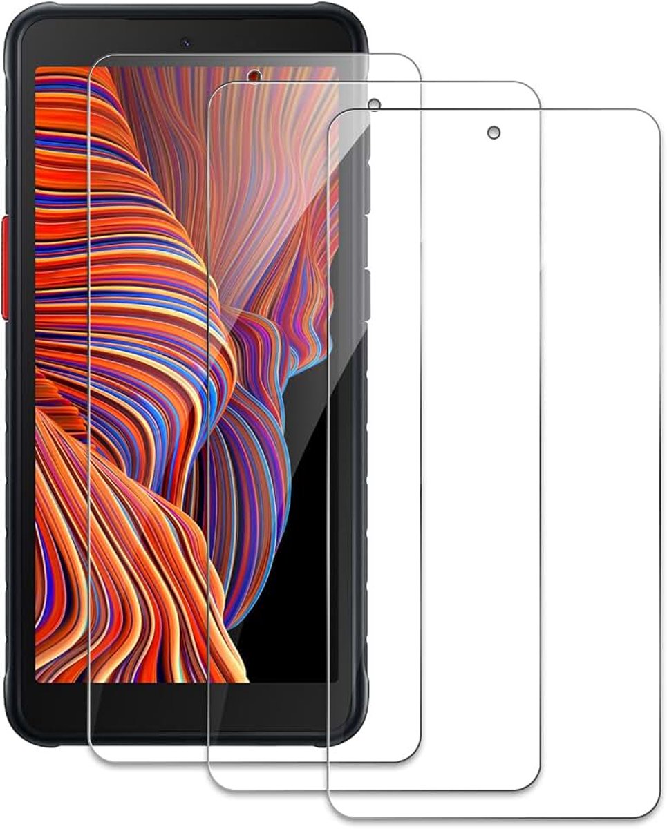 Displaybeschermfolie van gehard glas voor Samsung Galaxy Xcover 5, hardheidsgraad 9H, luchtbelvrij, eenvoudige installatie, onbreekbaar, 3 stuks