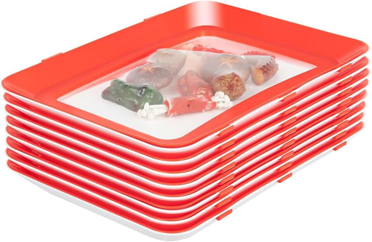 8 stuks vershoudbakjes, stapelbare voedselschaal, opbergschaal met elastische folie, voor het conserveren van levensmiddelen
