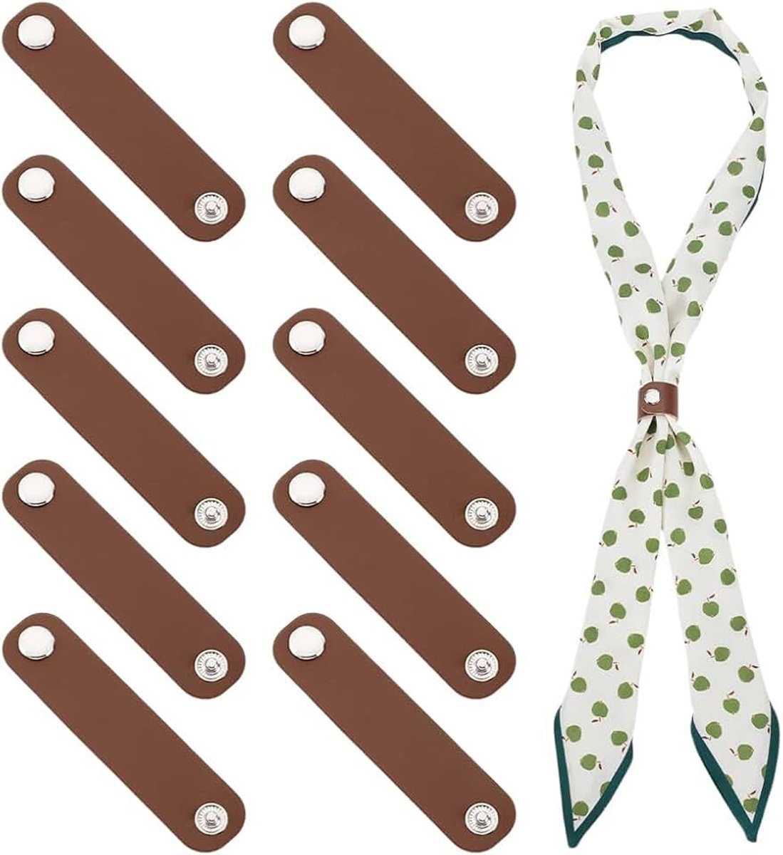 PandaHall 10 stuks lederen sluiting voor sjaal, westerse bandana's, met clip, voor vrouwen, bruiloften, feesten, bagagelabels, kleding, Sienna