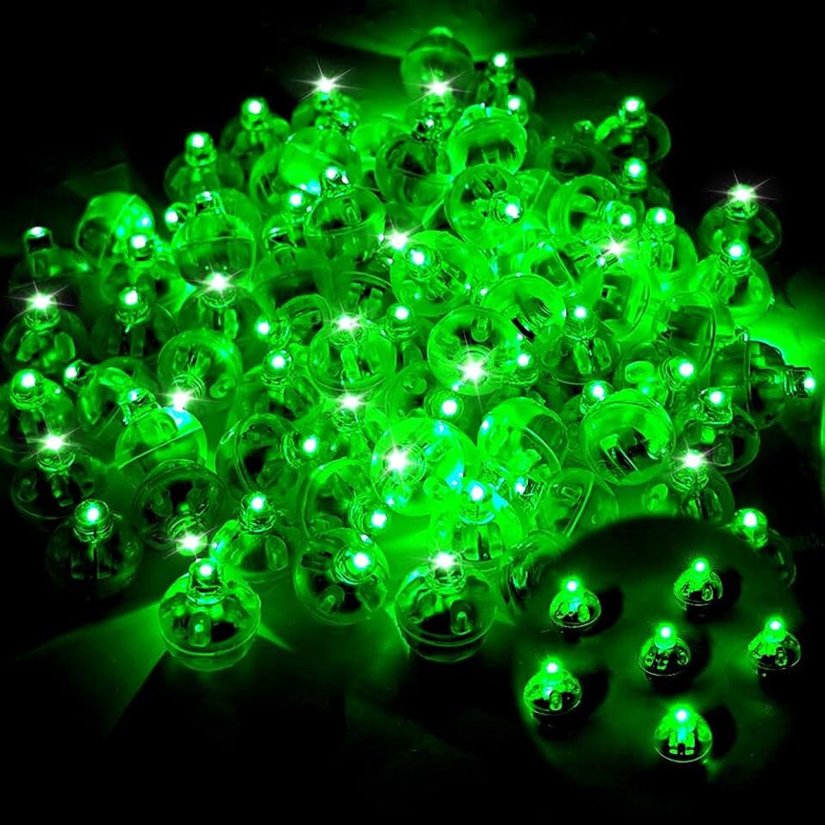 120 stuks, mini-rond, led-ballonnen, lichtgevende lampen, herbruikbaar, Halloween, Kerstmis, carnaval, decoratie voor bruiloften, feesten (groen)