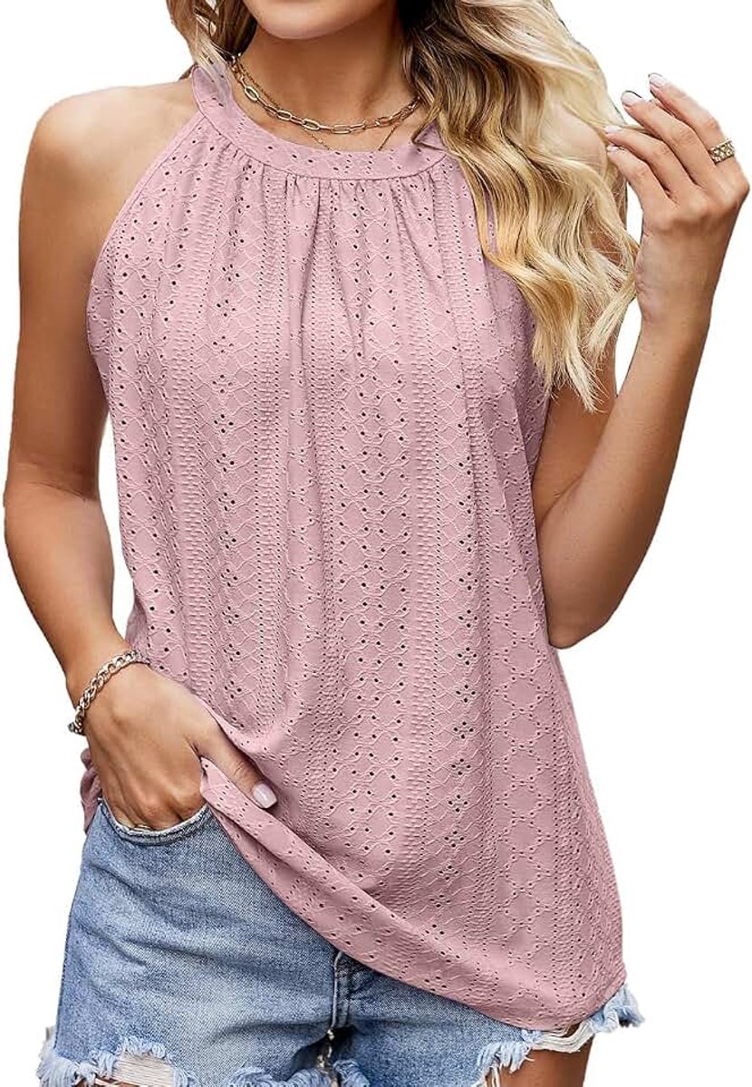 Tank Tops voor Vrouwen Sexy Halter Hals Tops Mouwloos Los Hemdje Tops Trui Vest T-shirts Zomer Tees Tops Casual Vest Shirts Zomer Kleding