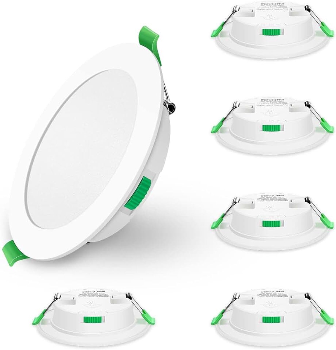 LED Inbouwspot Ultra Flat 7W IP44 Warm Wit 3000K Neutraal Wit 4000K Koel Wit 6500K, 30mm ultra vlak, Ø90-100mm, AC 220-240V, 580 Lumen, Inbouwverlichting, Badkamer, Keuken, Wit, 6 Stuks