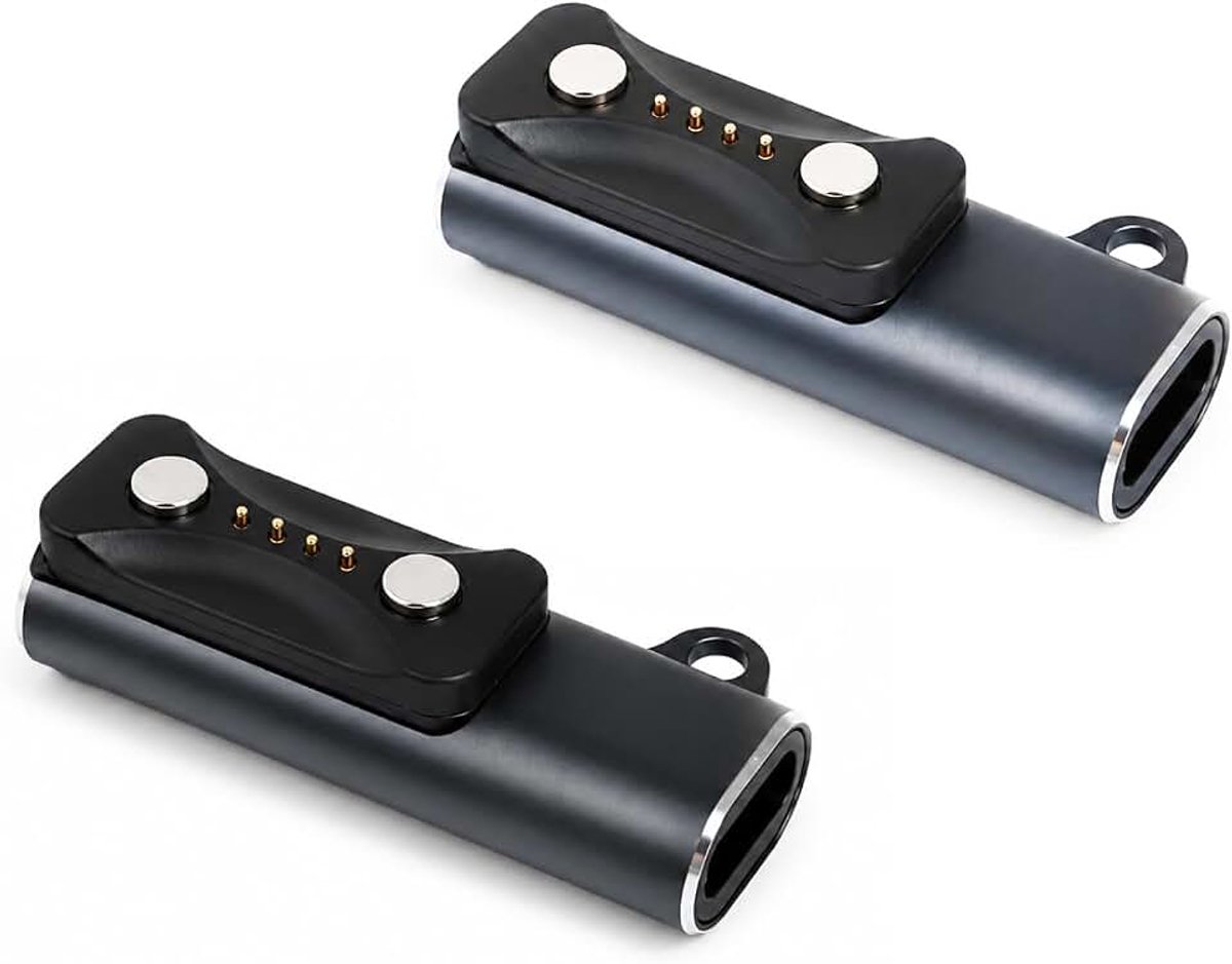 Set van 2 magnetische USB-C-oplaadadapters voor Polar Vantage M3 / V3, Pacer (Pro) & Grit X2 Pro, draagbare Polar oplaadkabel, horloge, compacte sleutelhanger-oplaadstekker, zwart/grijs