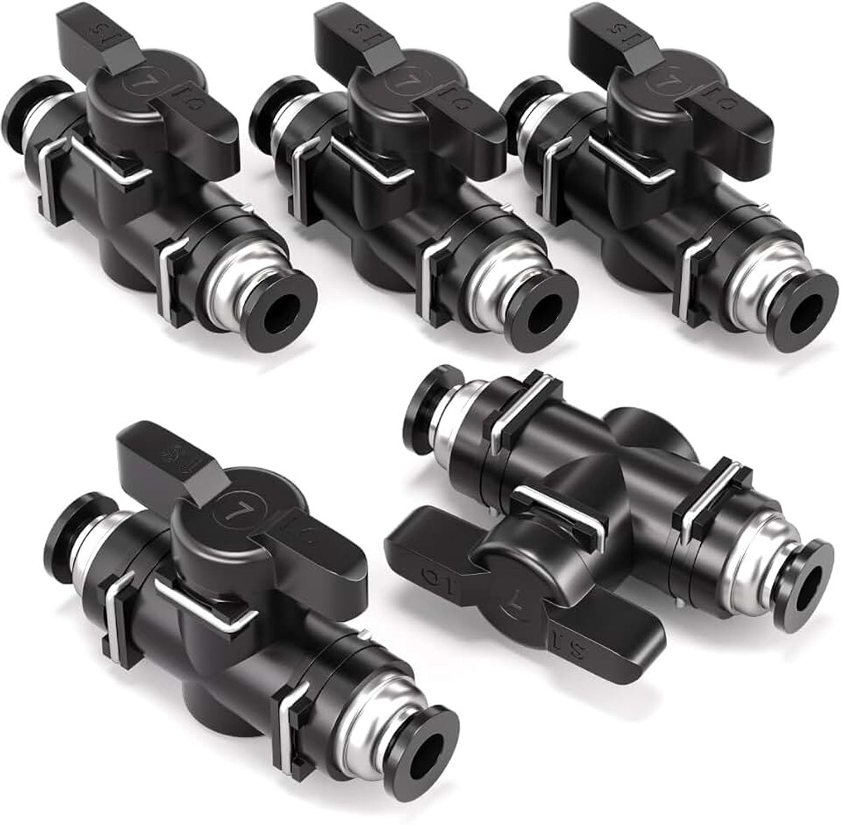 5 Pcs 4mm Pneumatische kogelkraan Push to Connect Fittings BUC Luchtstroomregelklep Rechte Quick Connect Luchtslangfittingen