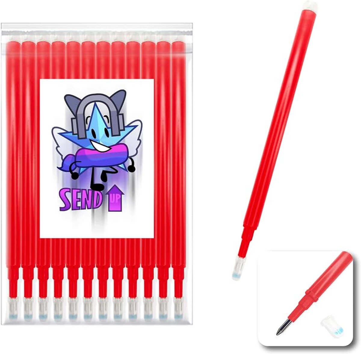 12 rode vullingen Pilot Friction compatibel XXL voor uitwisbare gelpennen kleur rode punt 0,7 schrijfstift voor school op stof en leer warmteuitwisbaar