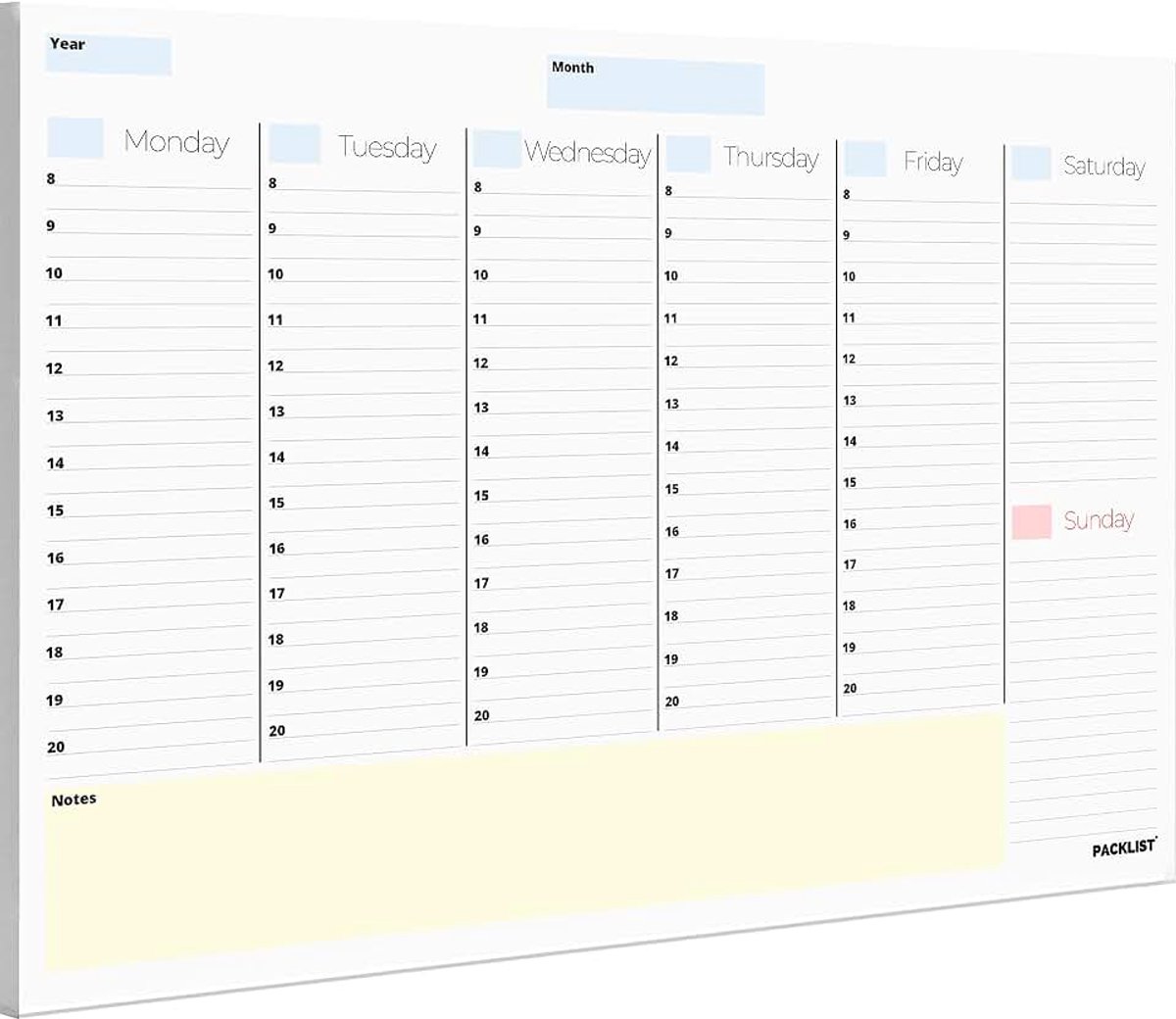 Planner Pad A4. Stylish Undated Weekly Organiser, 52 Pages for Home, Study, Work & Family Plans - Minimalistic Timetable Planner & Notes to Stay Organised & to Boost your Productivity
