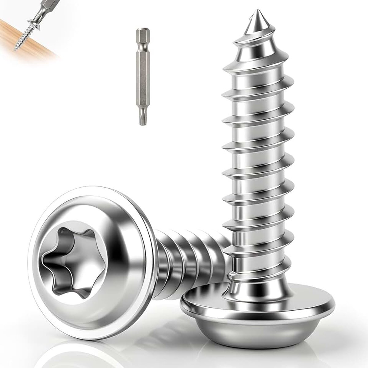 160 stuks roestvrijstalen platkopschroeven, M3 x 20 mm, lenskopschroeven, hout A2 V2A, plaatschroeven, Torx met T10 boor voor hout, deuren en ramen, evenals metalen platen