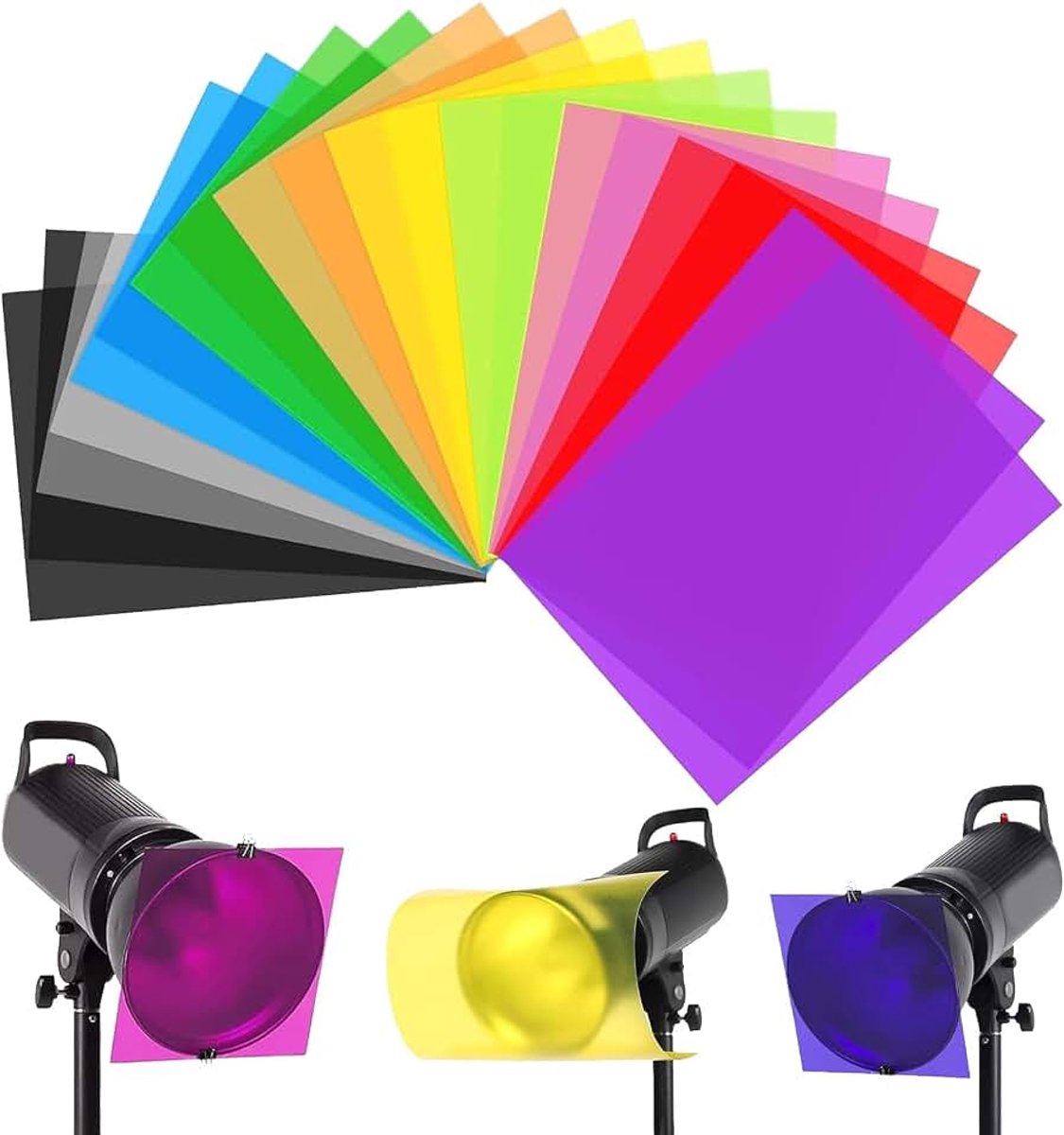 20 Stuks Kleurcorrectie Gel Licht Filter, Kleurrijke Transparante Kleurfilterfolie, voor Koplampen, Fotografie, Foto, Studio, Led