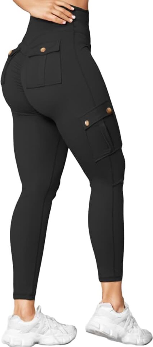 Leggings Gym met zakken Enkellengte Hoge Taille Booty Buikcontrole Solide Running Sport Jogging Broek