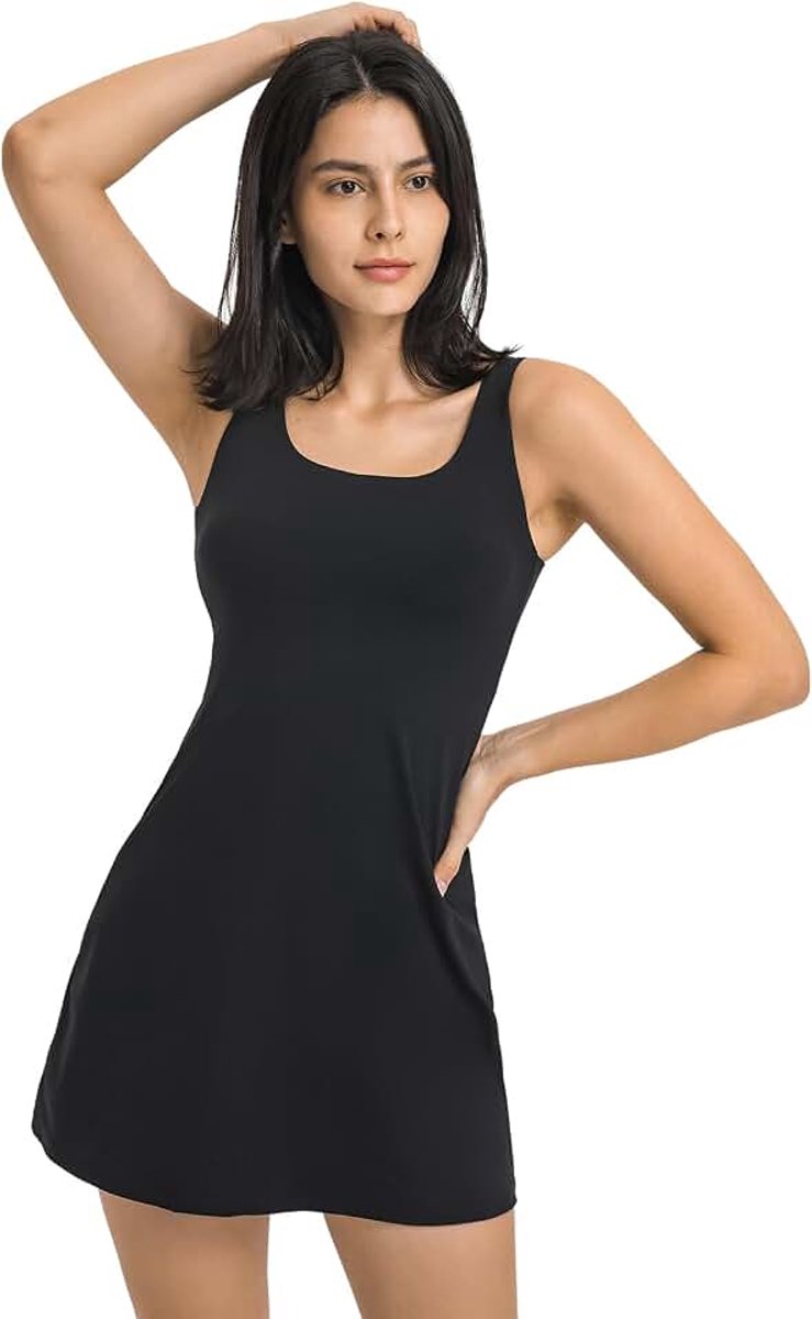 Tennisjurk met ingebouwde shorts en beha, golfjurken voor dames, atletische trainingsjurk, mouwloos, met zakken
