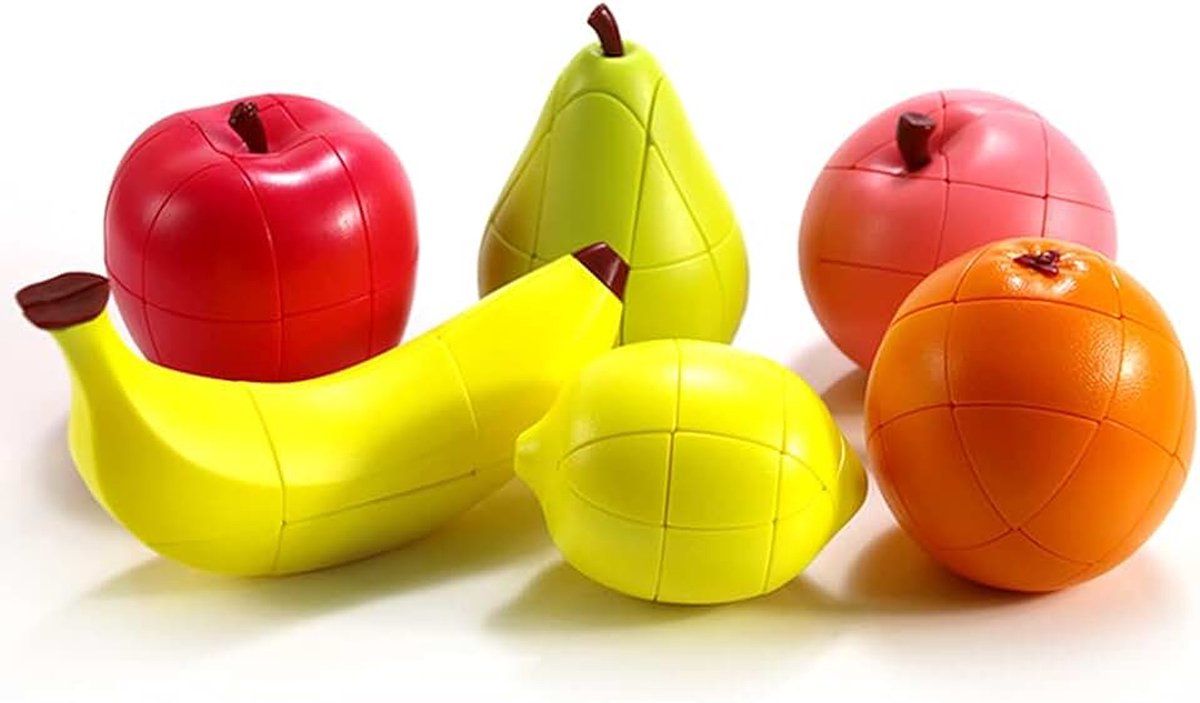 Cube Set, 3D Fruit Cube Set van Perzik Citroen Oranje Banaan Appel en Peer Magic Cube Bundel Kinderen Educatief Speelgoed Puzzel Kubus Brain Teaser 6 Pack