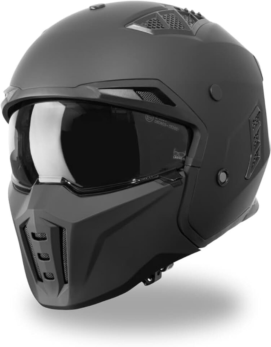 Kioto Jethelm met Zonnevizier | Streetfighter Helm Scooter Brommer Motorhelm | ECE 22.06 en Afneembaar Kinstuk | in XS-XXL