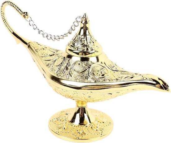Magische Genie Lampen, Vintage Magische Legende Aladdin's Genie Lamp Wenslamp Arabische Kostuum Rekwisieten Tafel Decor Voor Thuis Bruiloft Feest(gouden)