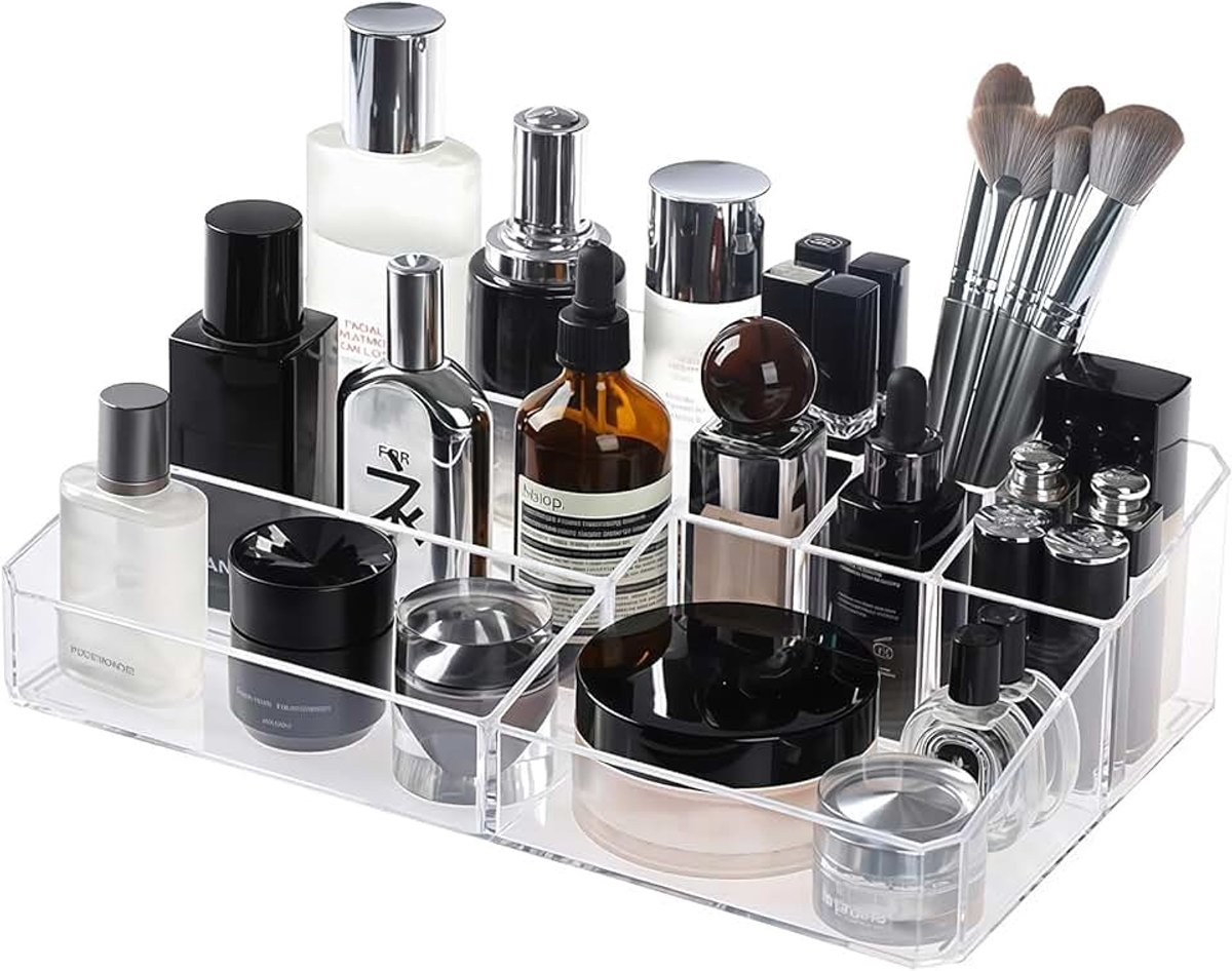 Make-up Organizer, Kosmetik Organizer, Kosmetik Aufbewahrungsbox, Make up Pinsel Aufbewahrung, Beauty Organizer voor Dresser Badezimmer Schlafzimmer (Transparant)