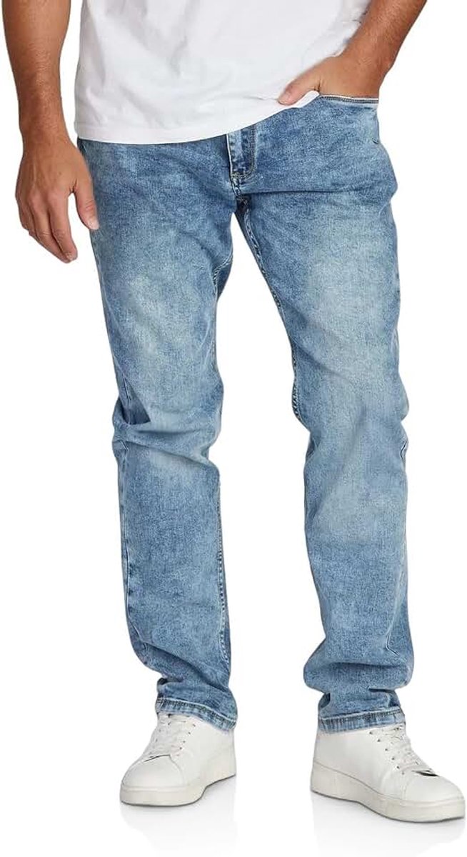 Jeans, rechte pasvorm, katoen, denim, stretch, zwart, blauw, grijs, W29, W30, W31, W32, W33, W34, W36, W38 en W40