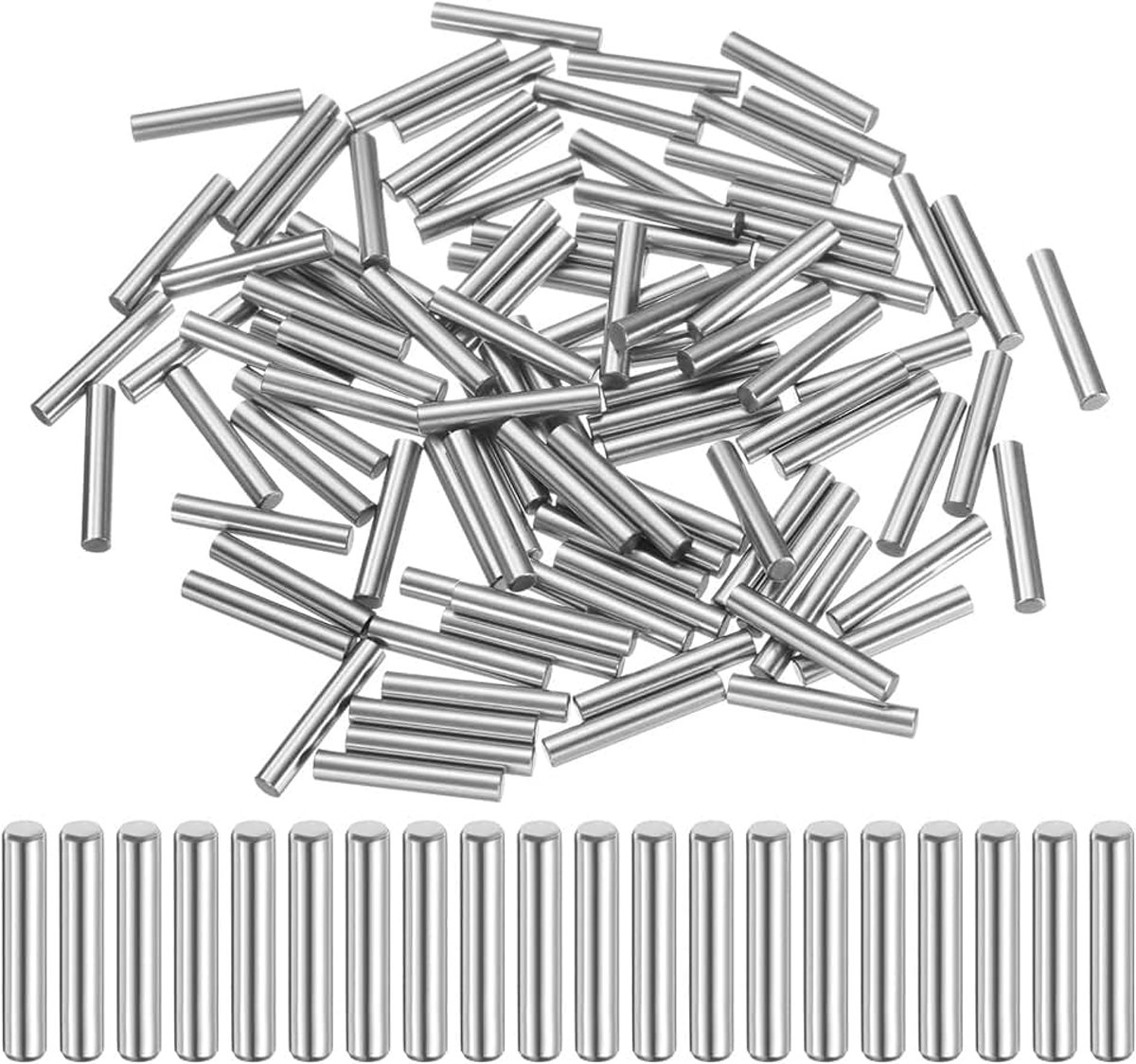 100 stuks cilinderstiften, roestvrij, 3 x 22 mm spanpen, paspoorstift, zilverkleurig, metalen stiften, metalen stiften, plugpennen, bouten, metaal voor doe-het-zelf, meubels