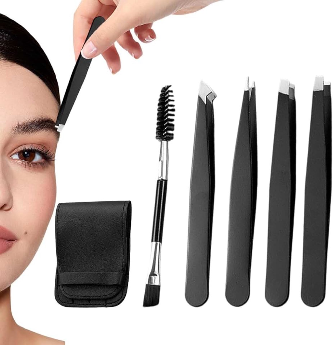 Pincetten,Precisie Puntige Trimmer | 5-Delige Pincetset Voor Gezichtsbeharing - Voor Gezicht Splinter Ingegroeid Haar Wimper Reizen Dagelijks Gebruik En Salon