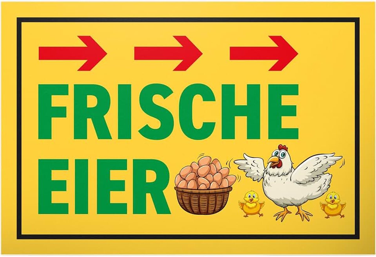 Verse eieren - 30 x 20 cm kunststof bord - cadeau cadeau-idee boer vrienden boerderij hofwinkel - verjaardagscadeau deurbord spreuk instructie kippenhok