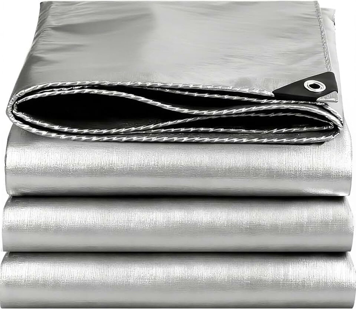 Afdekzeil van polyethyleen, uv-bestendig, dekzeil voor vrachtwagen, pergola, broeikas, waterdicht dekzeil voor buiten, tuin, paviljoen, camping, meubels, zilverkleurig, 4 x 4 m