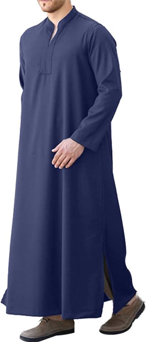 Kaftan voor heren, lange mouwen, met zakken, universele pasvorm, M-3XL