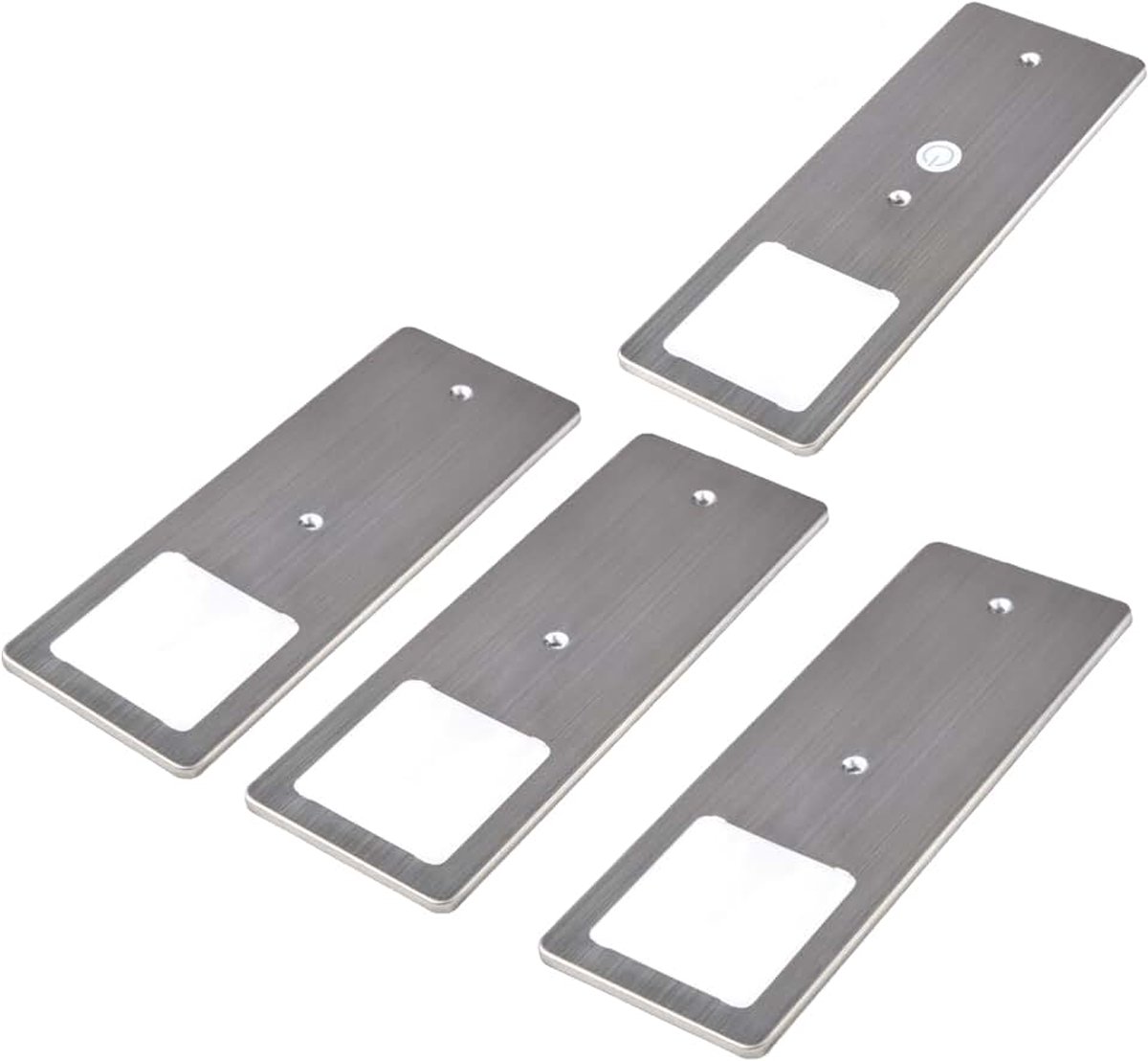 Kalb | LED onderkastverlichting geborsteld roestvrij staal 5W- zeer platte keukenlamp met touch dimming functie inbouwspot, selectie:Set van 4 warm wit