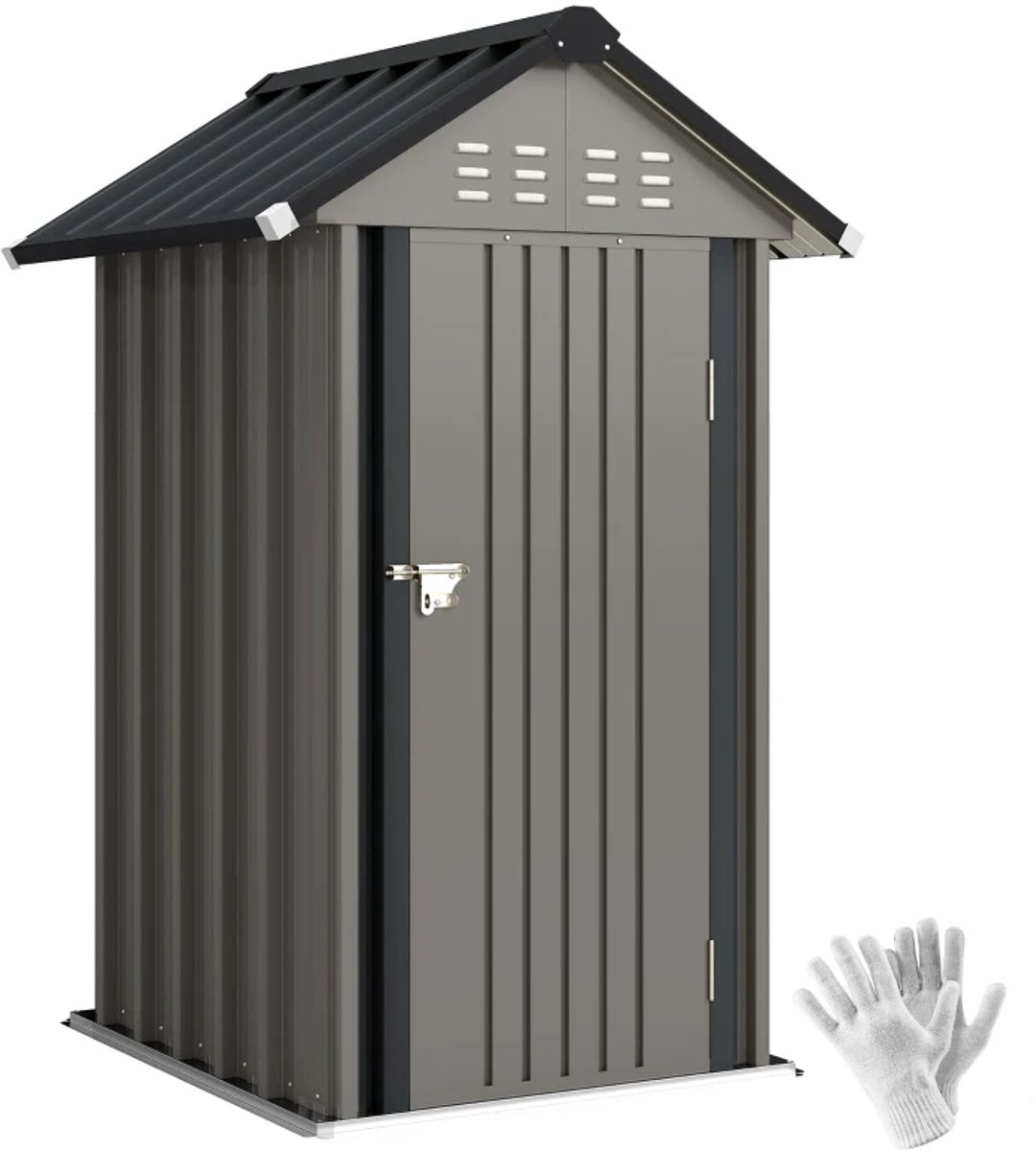 Tuinkast - Opbergkasten met deuren - Tuinhuis - Schuur - Voor buiten - Gereedschap - Lichtgrijs - Staal