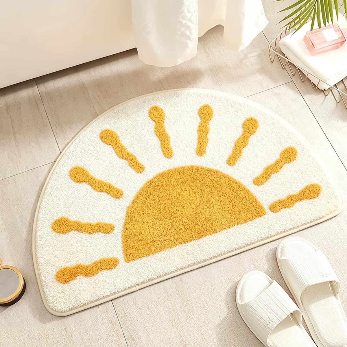 Badkamermat / Bedvoorlegger – Zacht, absorberend en antislip (bohostijl) – Geschikt voor doucheruimtes en naast het bad – 80 x 50 cm