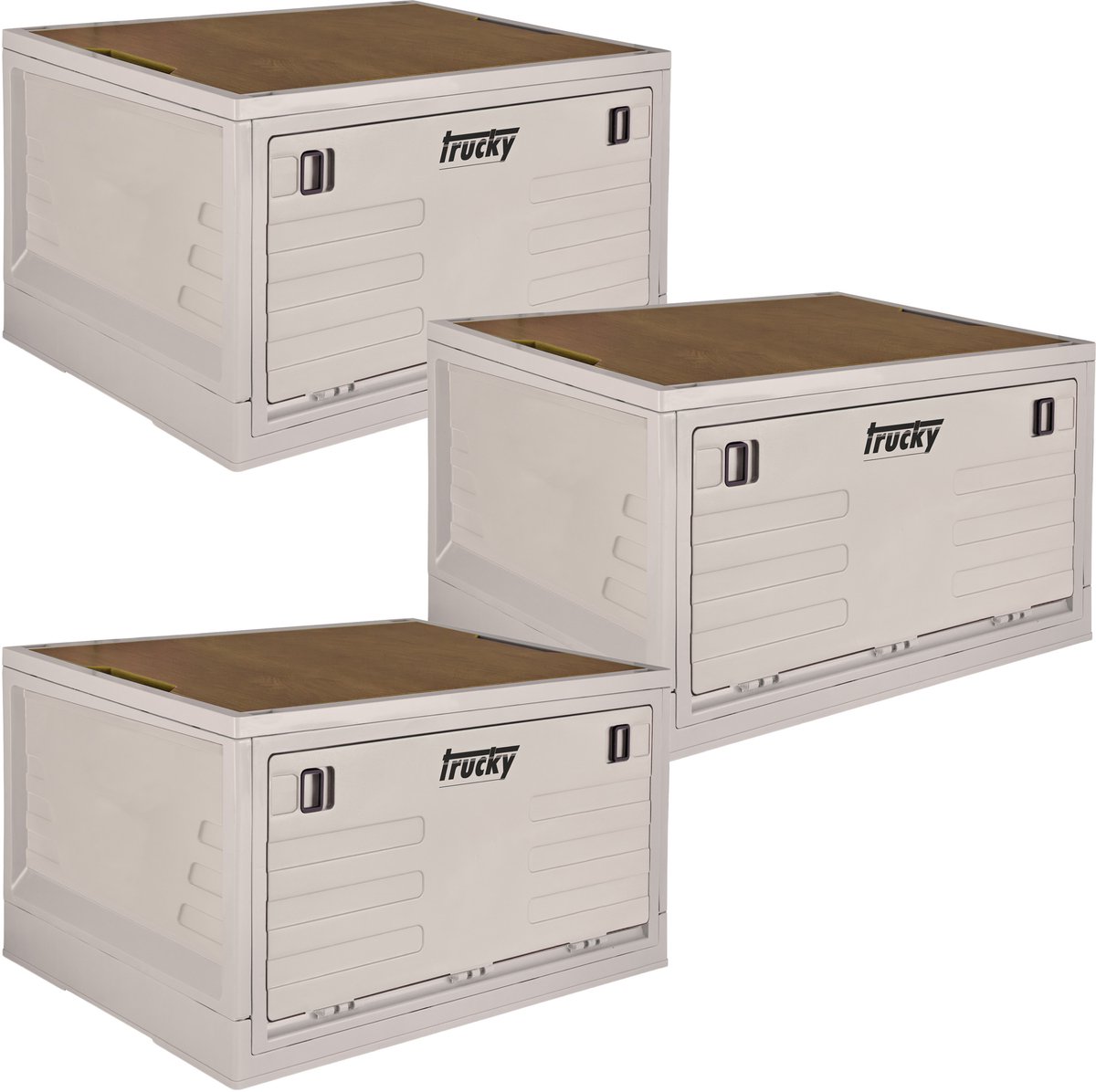 Opbergdoos, 35 L, camping, vouwdoos, opbergdoos met deksel, inklapbaar, opbergen, doos, 47 x 35 x 24 cm, beige, Trucky
