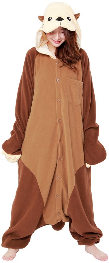 Otter Onesie Pak Kostuum Outfit Huispak Jumpsuit Verkleedpak - Premium Verkleedkleding - Halloween & Carnaval - SAZAC - Kinderen & Volwassenen - Maat Onesize voor Lichaamslengte (155-182 cm)