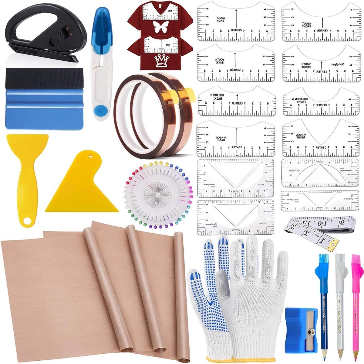 Sublimatie Gereedschapset - Drukpers Hulpmiddelen - Textiel Ontwerpen - 68 Delige Kit - Diverse Maten - Niet Van Toepassing