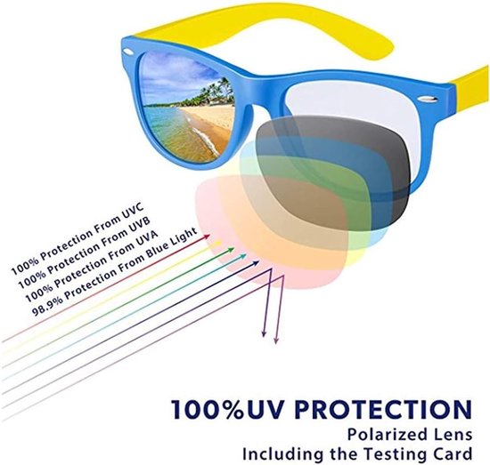 Kinder Zonnebril - Jongens Meisjes Bril - UV Bescherming - Gepolariseerde Lens - 49mm Lens Breedte - Navy Blauw van Kinder — afbeelding 4