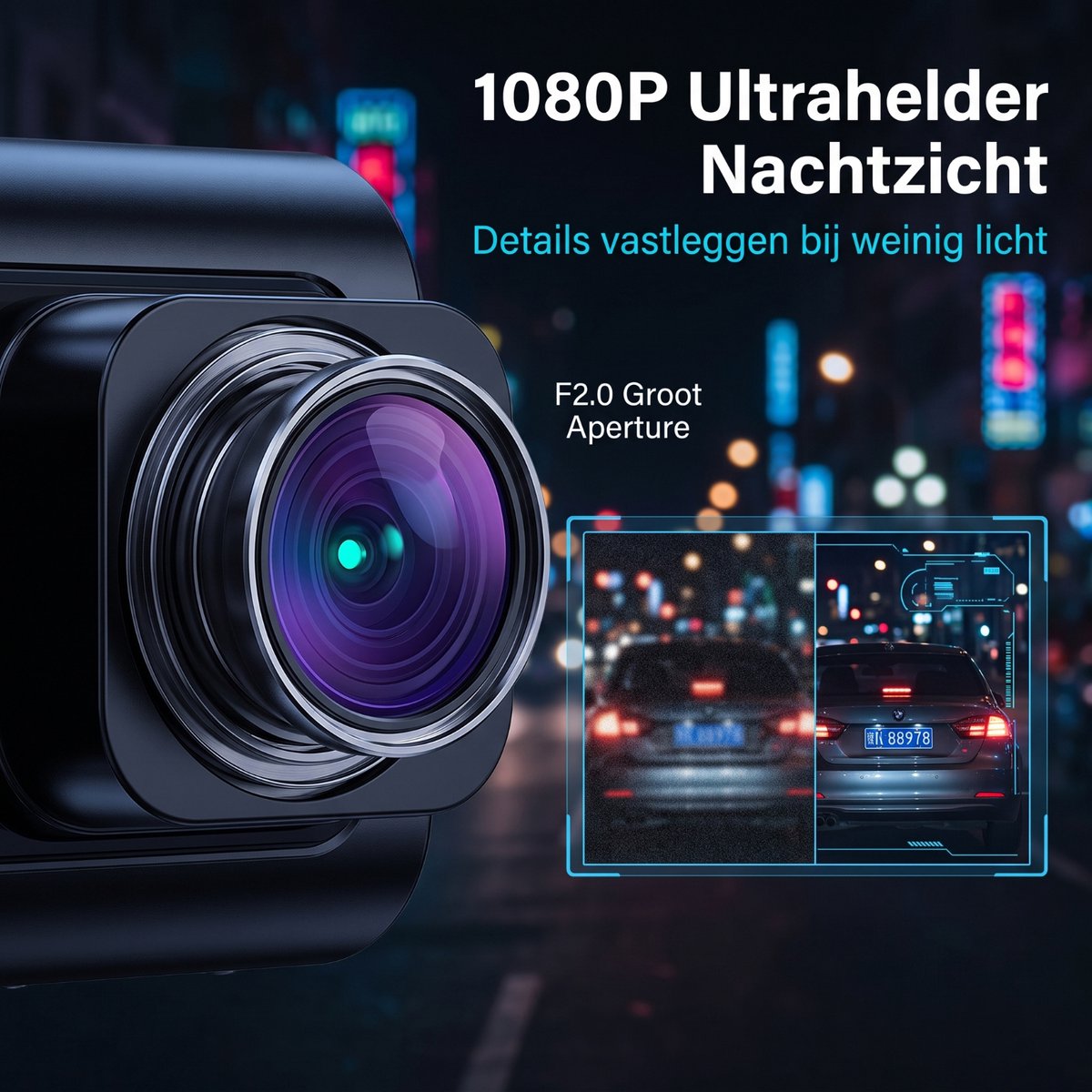 Fokelyi Dashcam Voor Auto - 1080P Drie Camera's Met Zuignap thumbnail 4