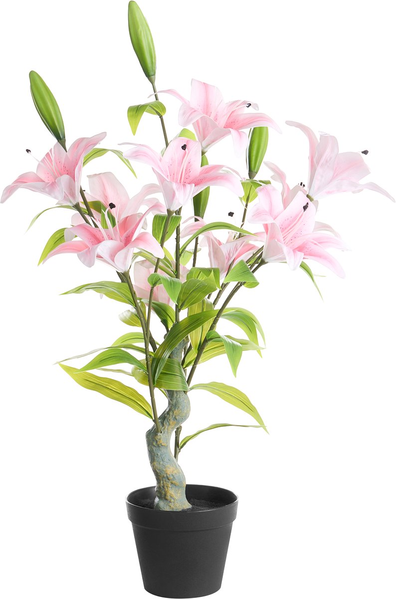 LILIARIUM - Kunstplant in pot - Roze - 85 cm - Plastic