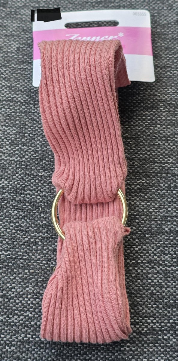 Zenner haarband roze rib stoffen - gouden ring - one size hoofdband - 4cm breed - oudroze - katoen