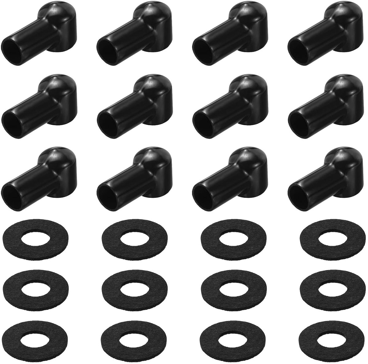 Afdekking voor accuklemmen, 12 stuks accuklemmen met sluitringen, zwart, L15-20-49 mm, bootaccessoires