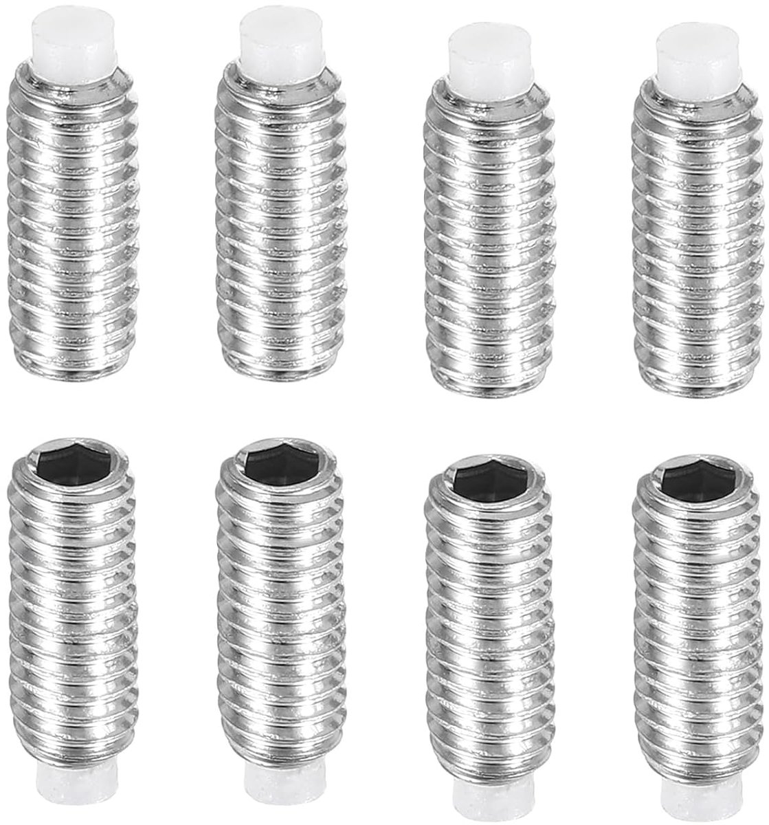 8 stuks M4 x 10 mm cilinderkopschroef met nylon punt, 304 roestvrij staal, metrische zeskantschroeven voor meubelreparatie, industriële machines en apparaten